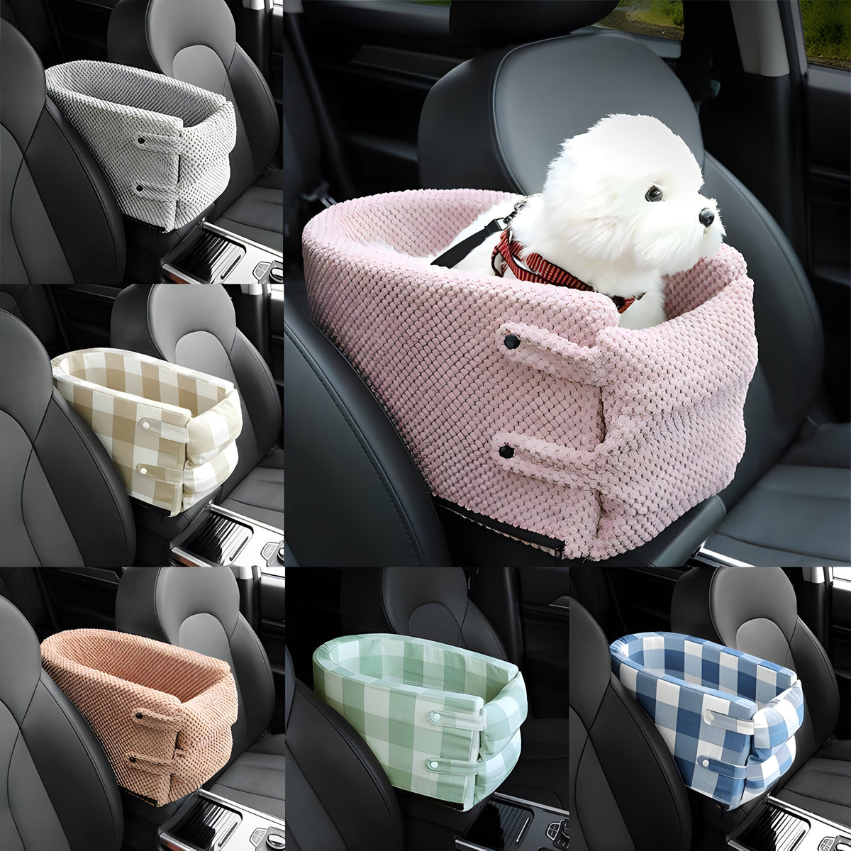 小型犬・猫用カーシート - 安全なフロント中央コンソールキャリー