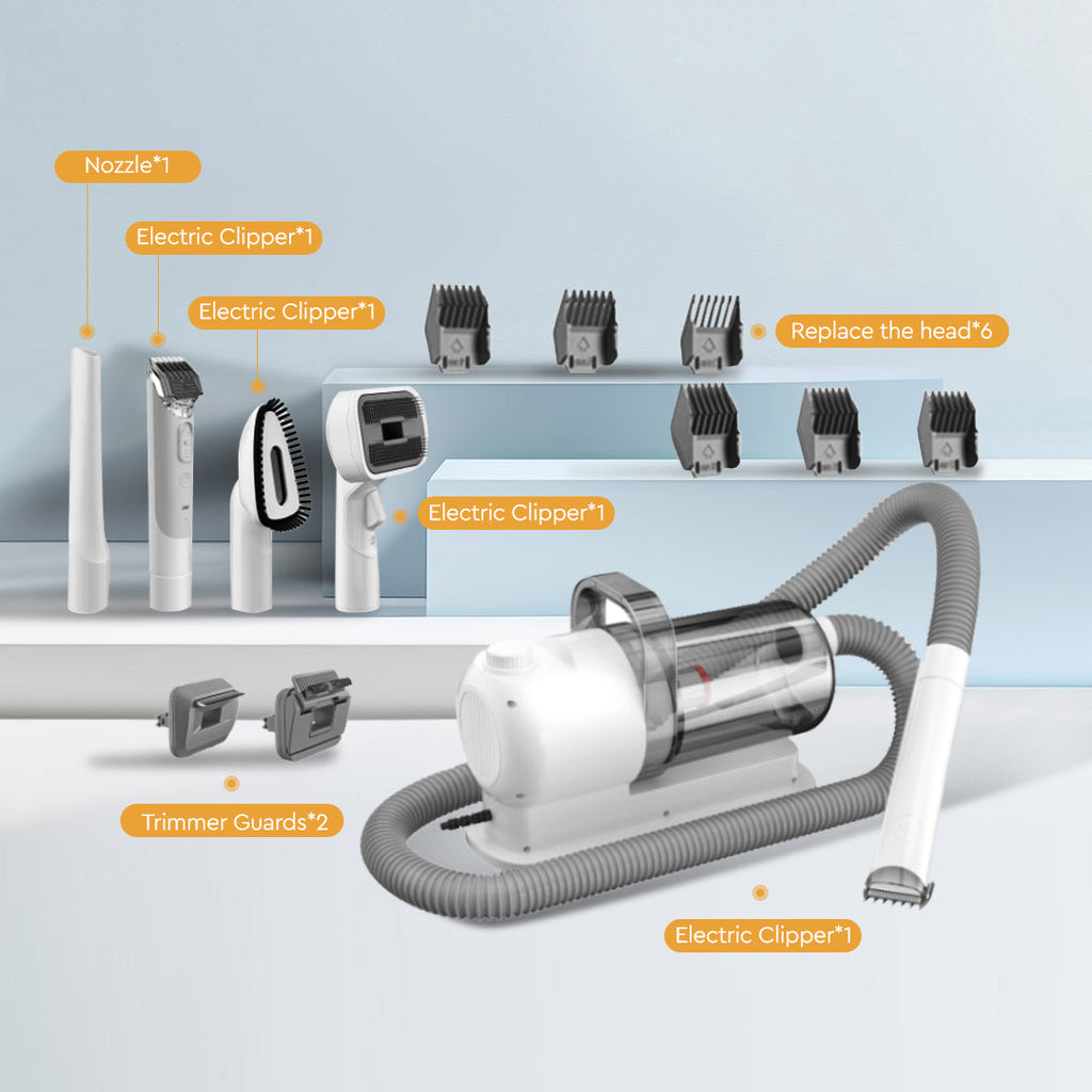 Kit de toilettage sous vide pour animaux avec aspiration silencieuse - Souliia