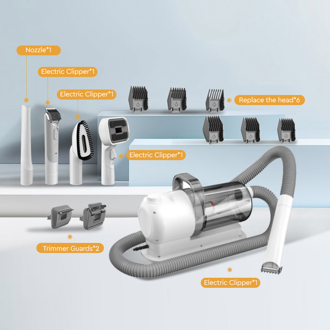 Kit de toilettage sous vide pour animaux avec aspiration silencieuse - Souliia