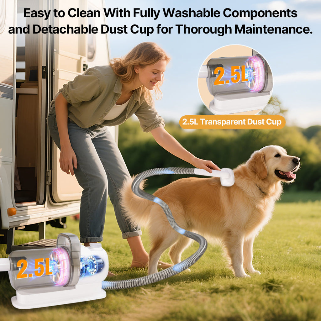 Kit de toilettage sous vide pour animaux avec aspiration silencieuse - Souliia