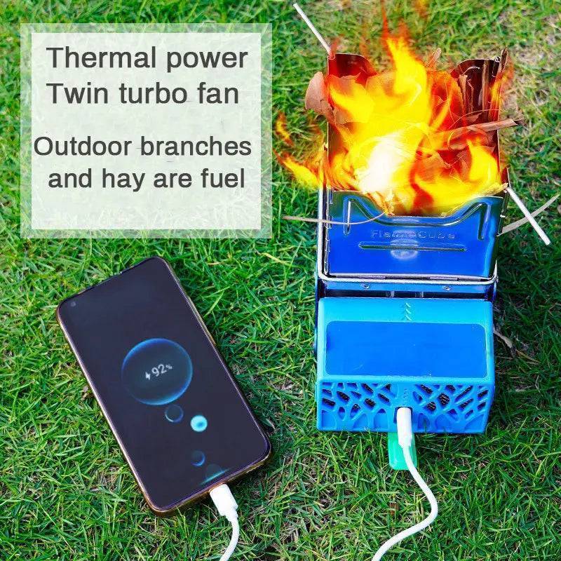 Réchaud de camping alimenté par USB pour brûler du bois en toute mobilité - Souliia