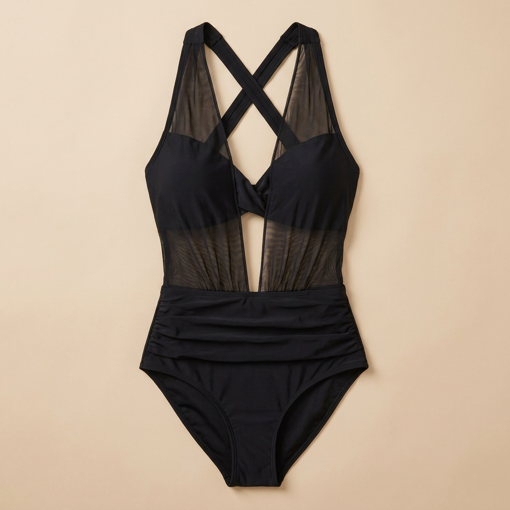 VelaMist – Sculpting High-Waist Mesh One-Piece Swimsuit with Twist Front - Souliia