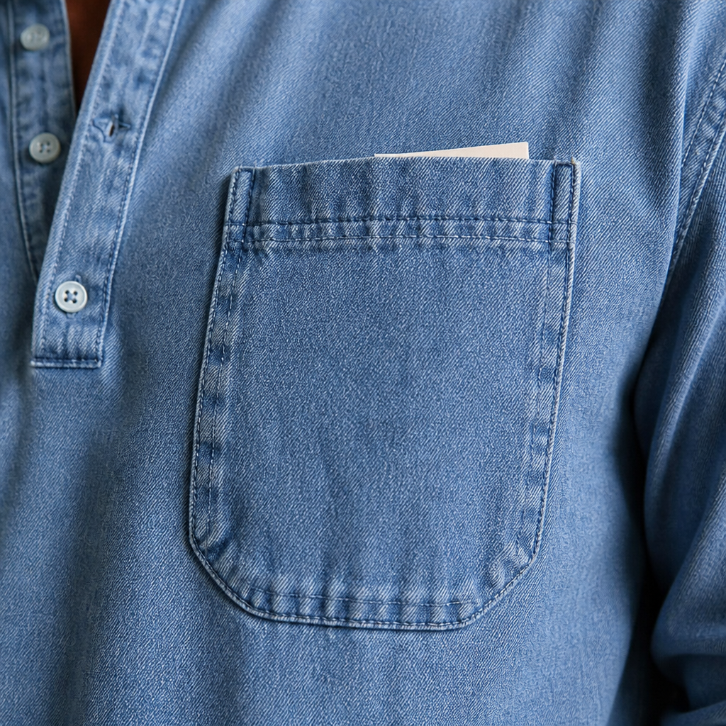 VeroVibe – Vintage Washed Long Sleeve Henley with Chest Pocket - Souliia