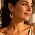 Selenia – Hammered Gold Crescent Statement Hoop Earrings - Souliia