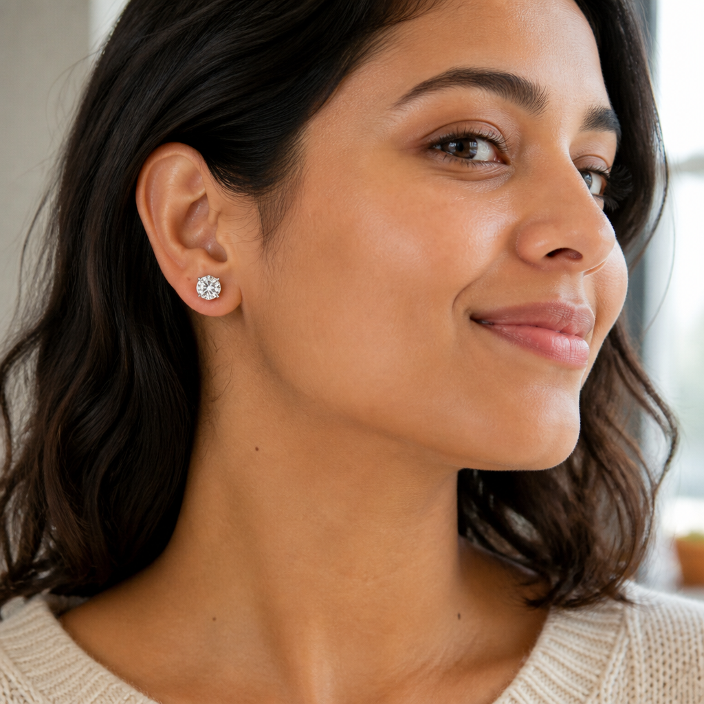 SerenPulse – Round-Cut Magnetic Clip-On Stud Earrings, No Piercing Needed - Souliia