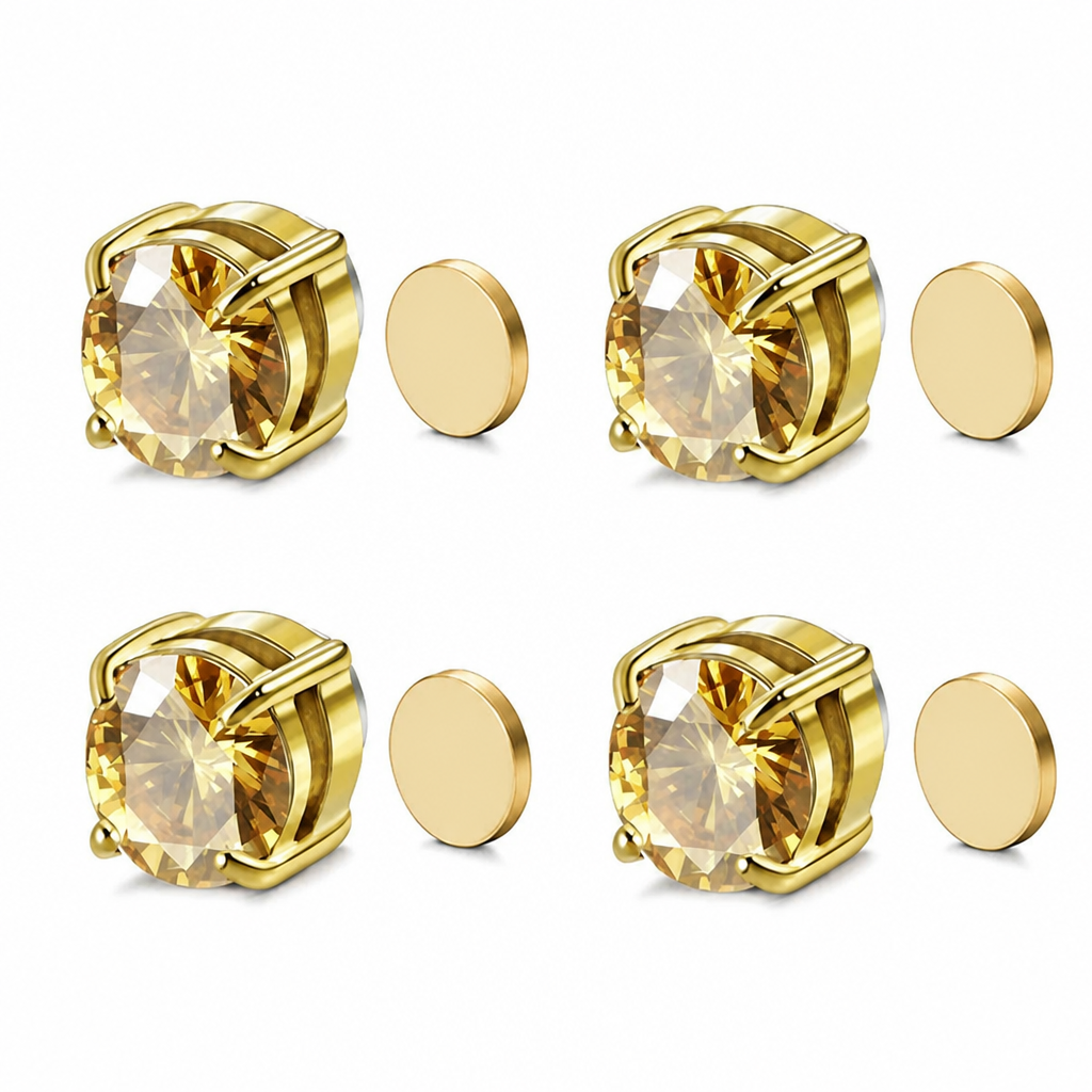 SerenPulse – Round-Cut Magnetic Clip-On Stud Earrings, No Piercing Needed - Souliia
