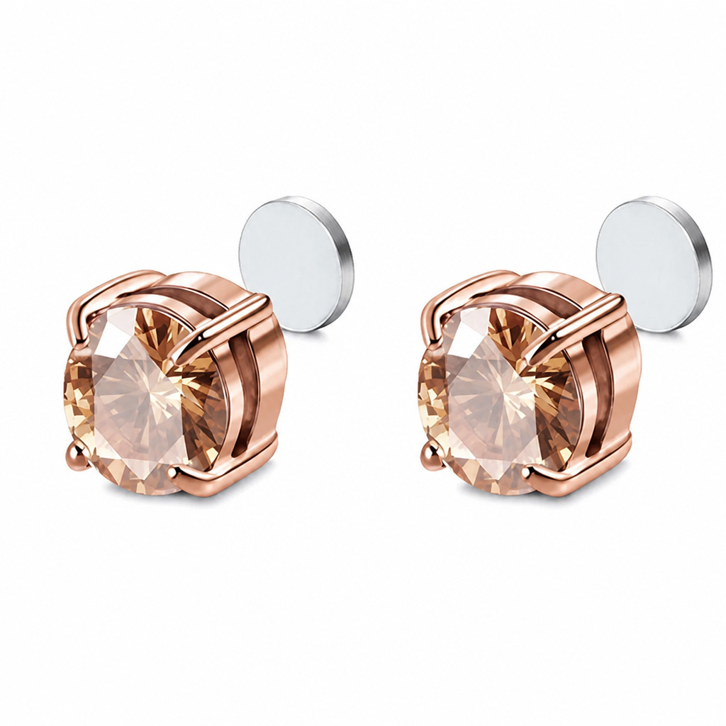 SerenPulse – Round-Cut Magnetic Clip-On Stud Earrings, No Piercing Needed - Souliia
