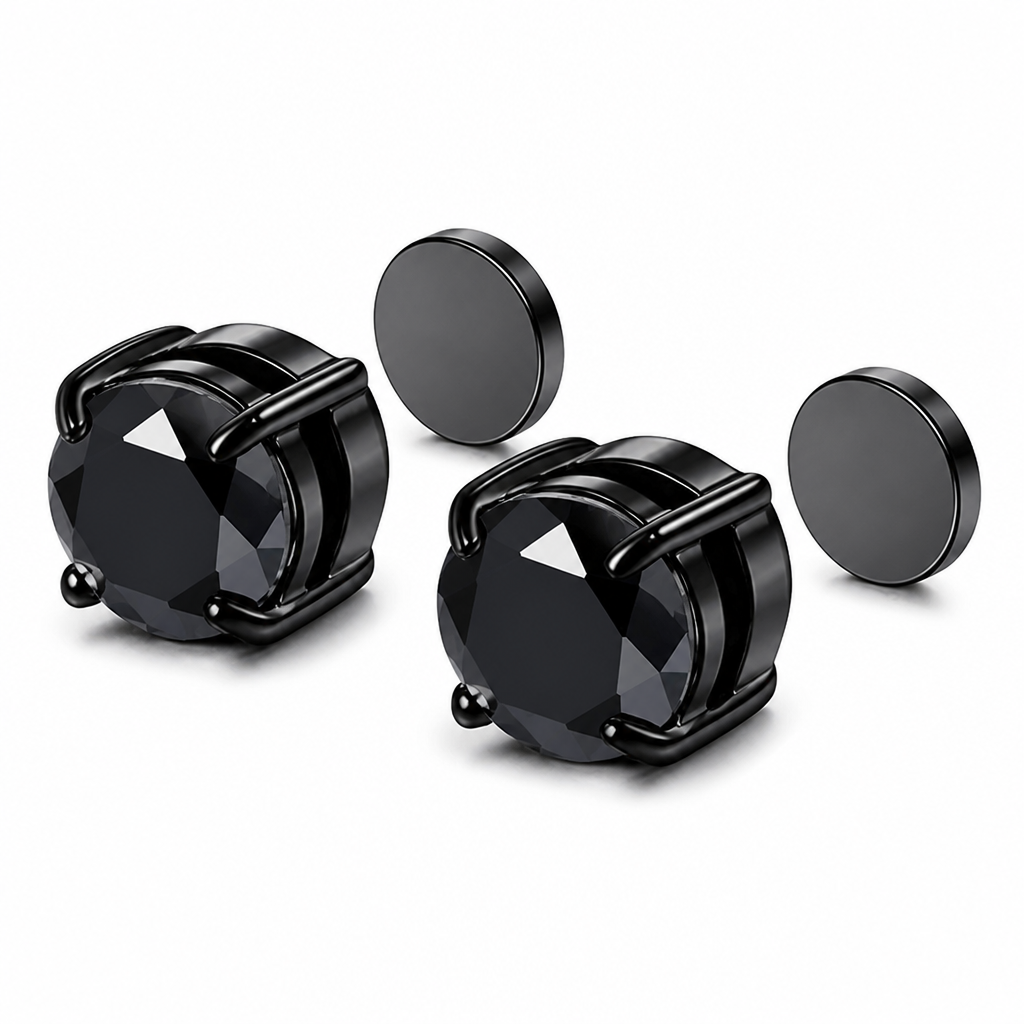 SerenPulse – Round-Cut Magnetic Clip-On Stud Earrings, No Piercing Needed - Souliia