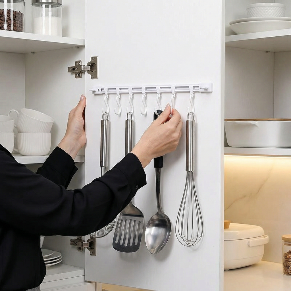 Self-Adhesive Hook Rack for Kitchen and Bathroom (Set of 2) - Souliia