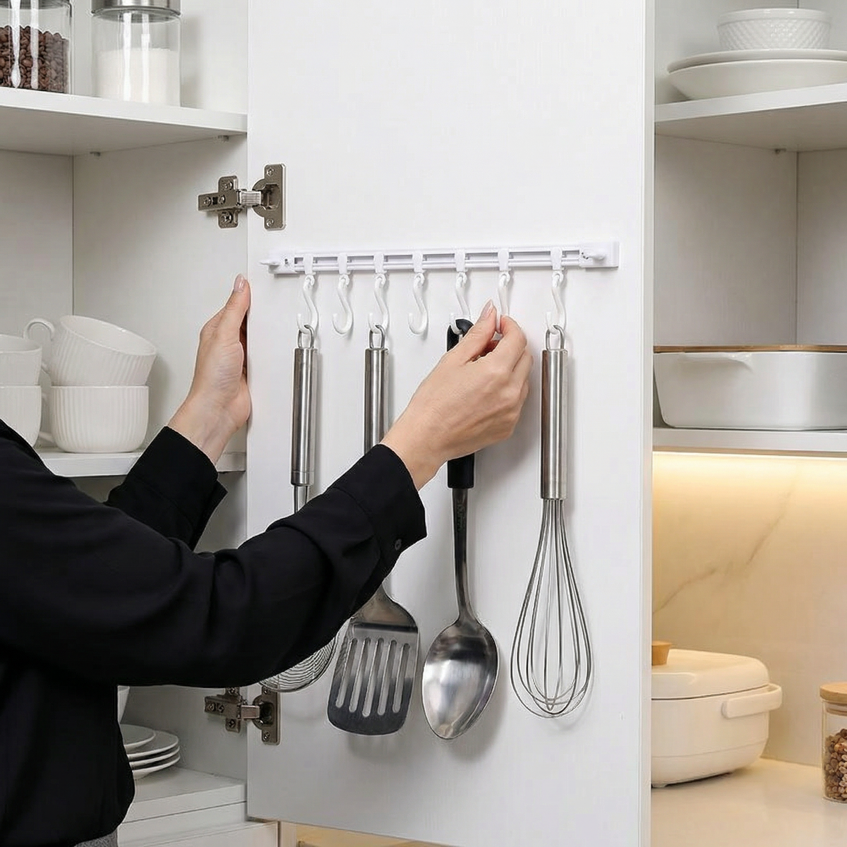 Self-Adhesive Hook Rack for Kitchen and Bathroom (Set of 2) - Souliia