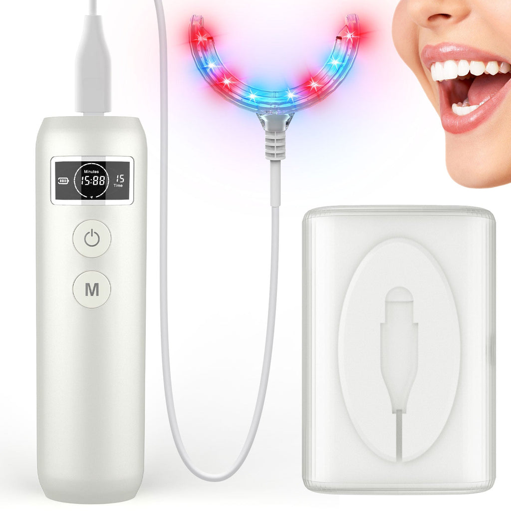 Ergonomic Red Light Dental Care Device — 16 Diodes (8 Red 660nm, 8 Blue 450nm)