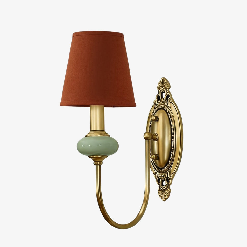 Rowan Classic Fabric Shade Sconce – Ceramic Wall Light for Hallway or Bedroom | Souliia