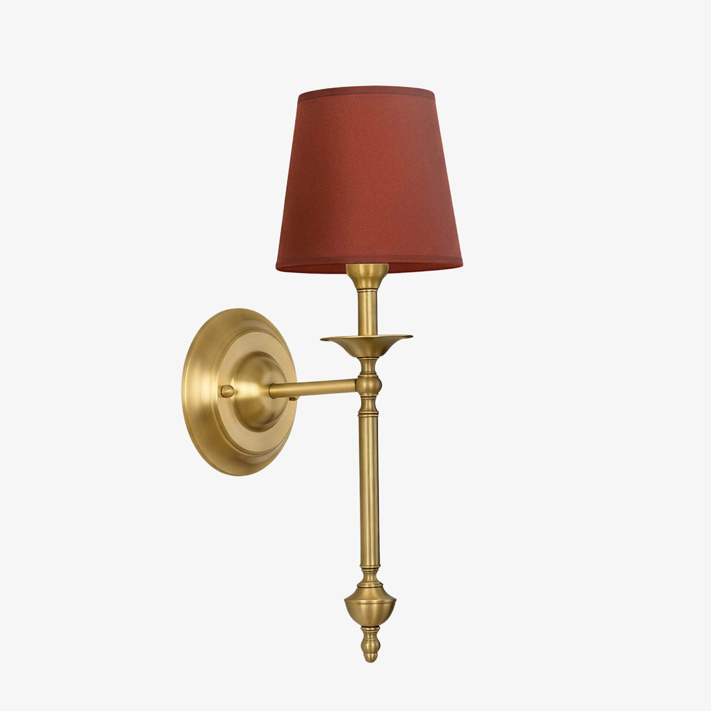 Rowan Fabric Shade Wall Sconce in Antique Copper - Vintage Luxury Light for Interiors | Souliia