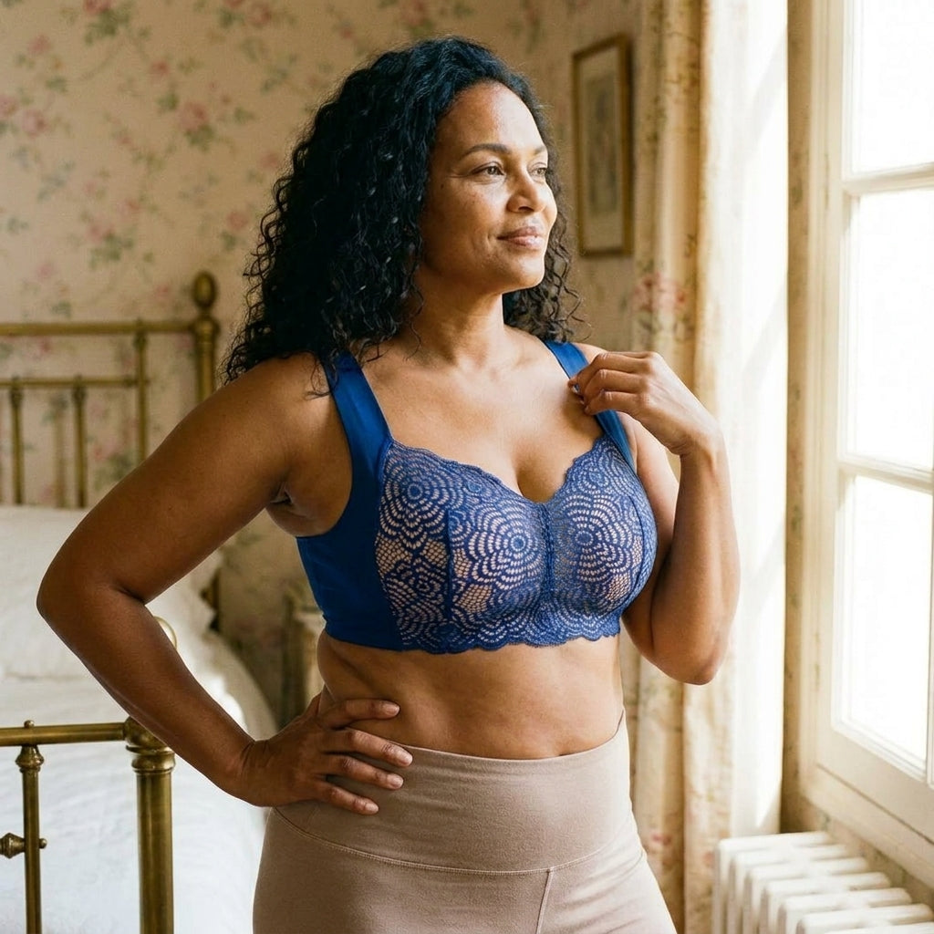 SereniCurve – Wireless Lace Bra with Natural Lift & Smoothing Back Band - Souliia