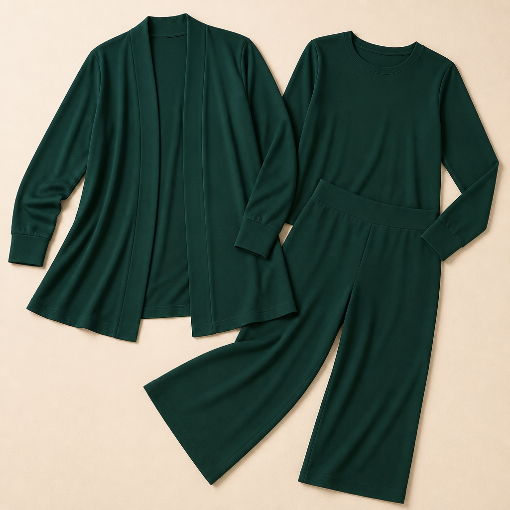 Verena – Élégant ensemble tricoté trois pièces avec cardigan long - Souliia