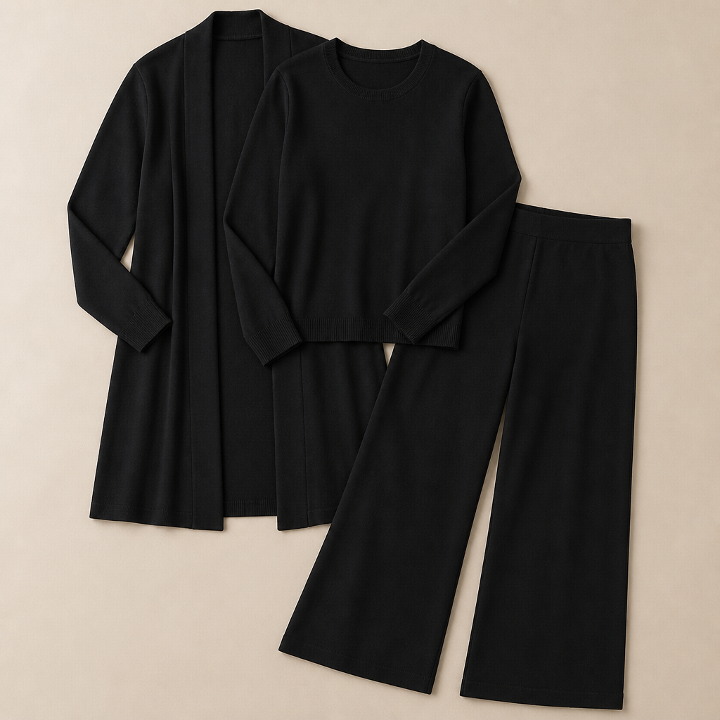 Verena – Élégant ensemble tricoté trois pièces avec cardigan long - Souliia