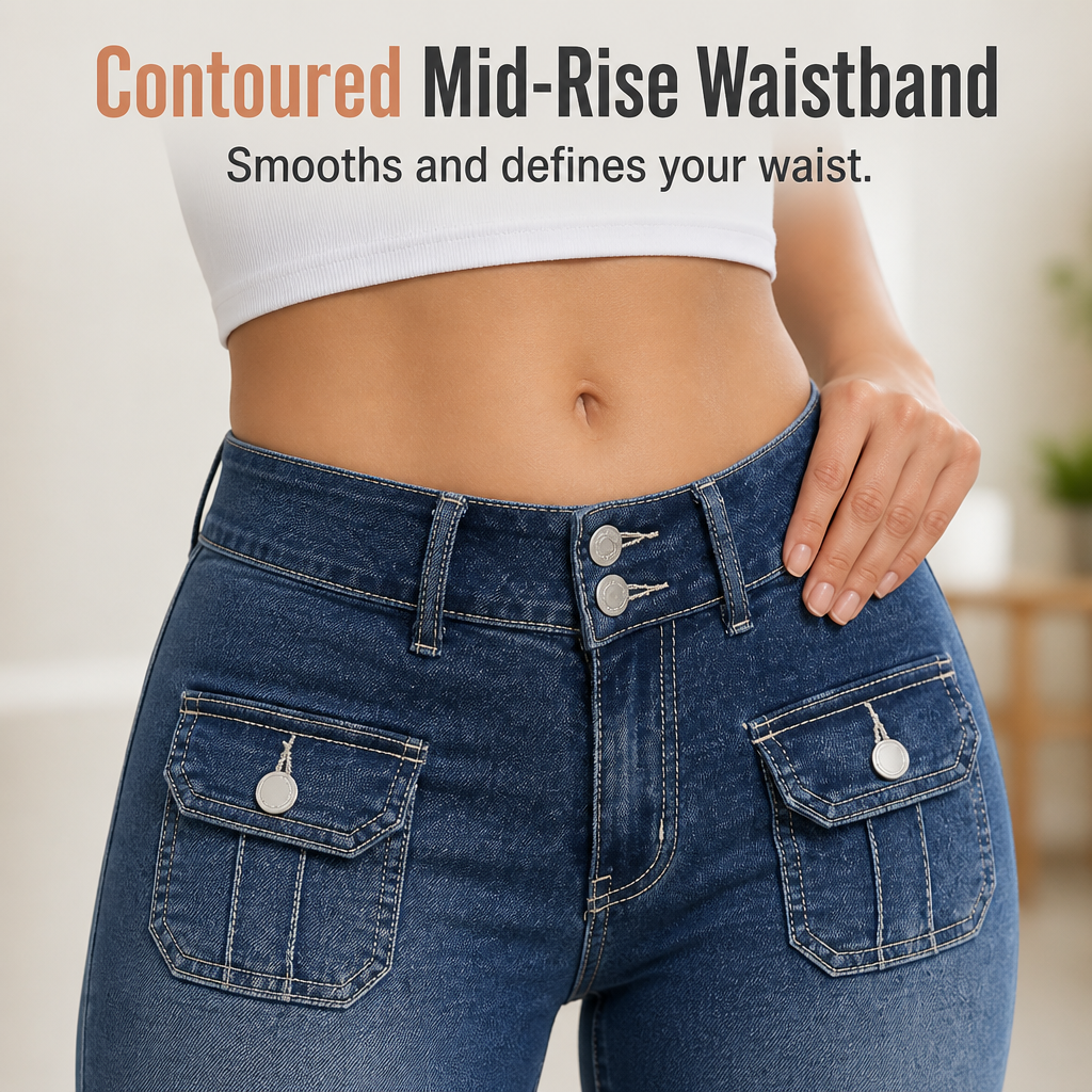 SerisiFlex – Curve-Defining Slim Fit Stretch Denim Capris with Contoured Waistband - Souliia