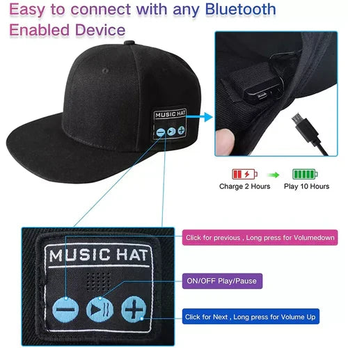 قبعة بيسبول مزودة بمكبر صوت Bluetooth — لاسلكية أنيقة ومقاومة للماء