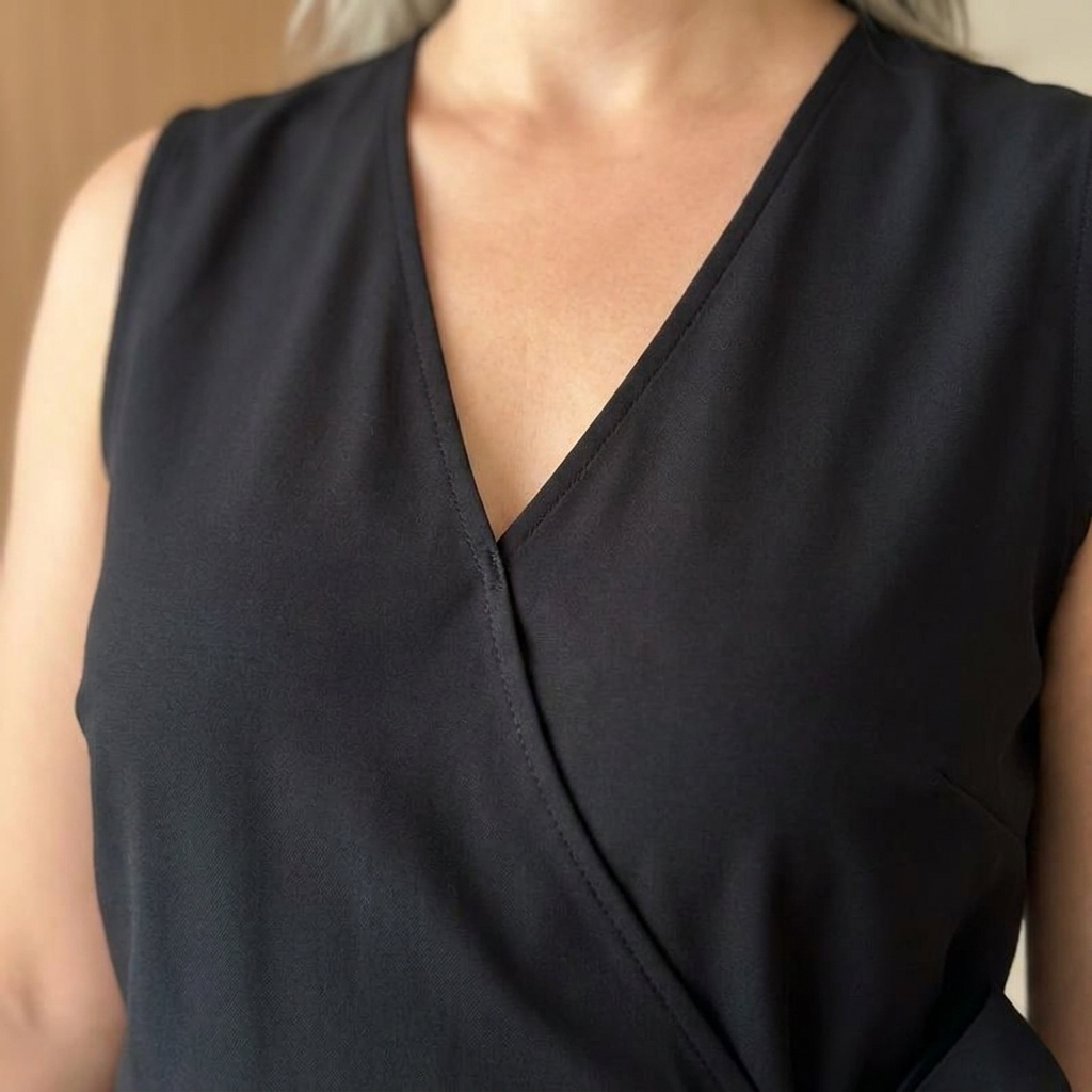 SereneSilhouette – Elegant Wrap-Front Sleeveless Jumpsuit with Side Tie - Souliia