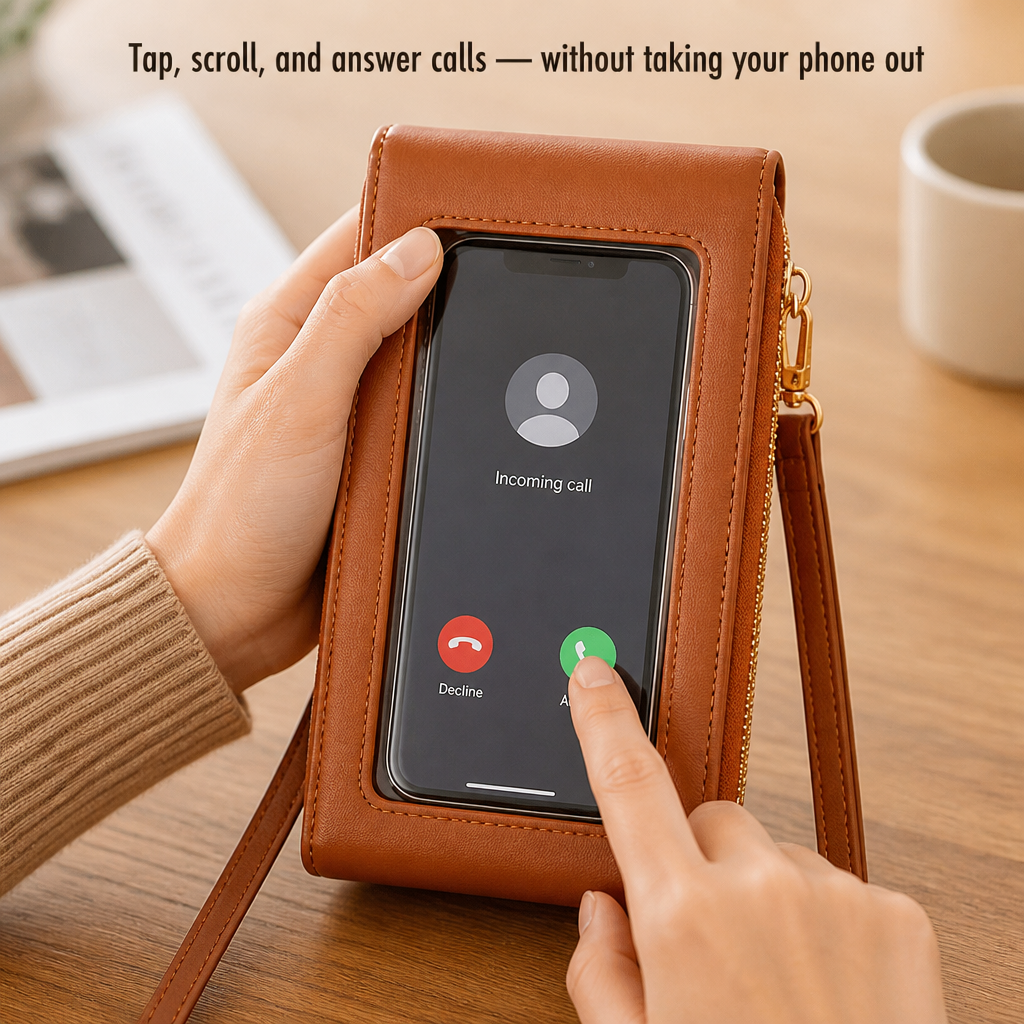 VividGuard – Hands-Free Touchscreen Crossbody Phone Bag with RFID Protection - Souliia