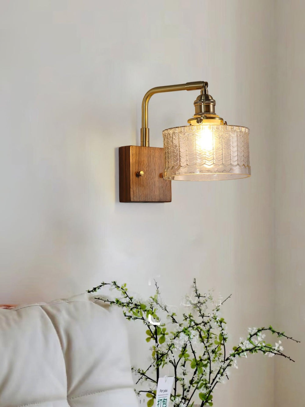 Ripple Glass Wall Sconce – Vintage Style Bedside Accent Light for Bedroom | Souliia