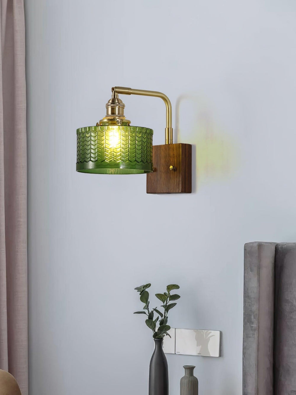Ripple Glass Wall Sconce – Vintage Style Bedside Accent Light for Bedroom | Souliia