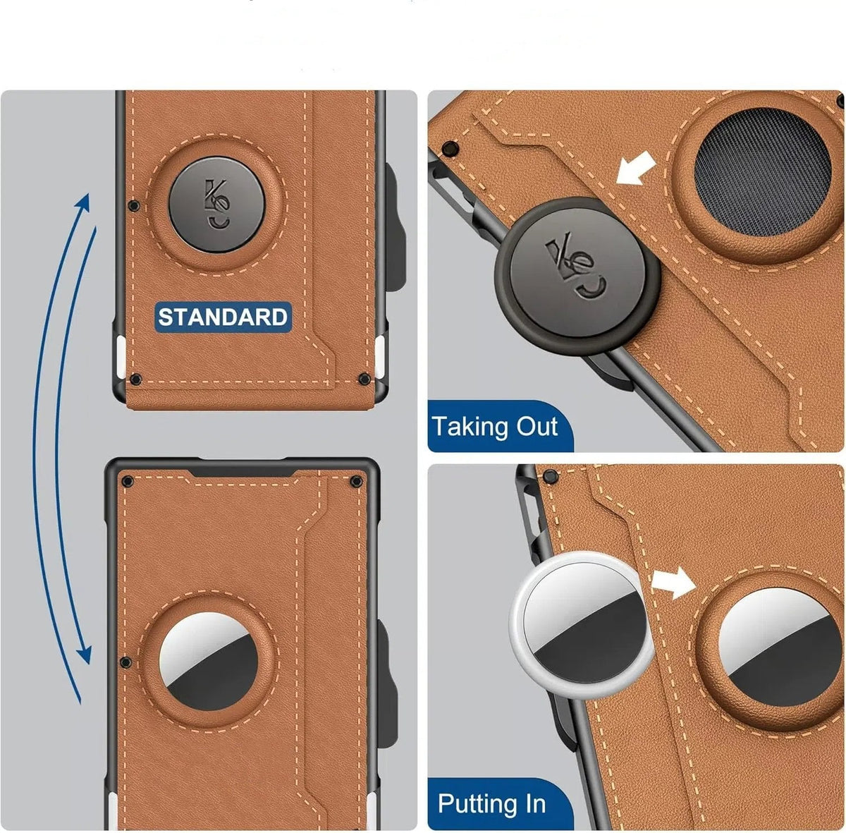 Pop Up aluminum bag Money Clip Slim Leather Slots Credit Card Holder RFID Blocking Bifold Minimalist Wallet