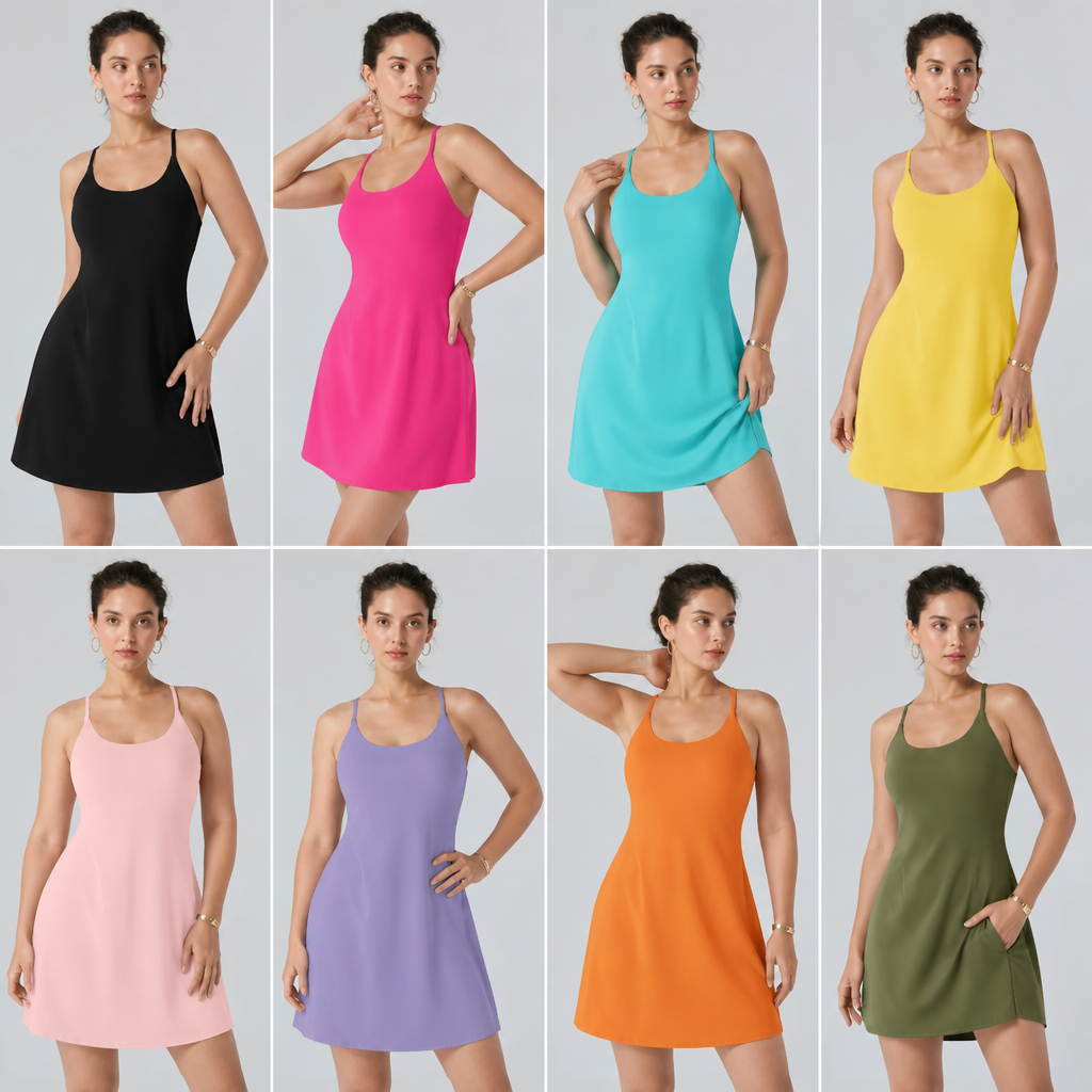 VerveStride – Backless Athletic Dress with Built-In Shorts & Side Pockets - Souliia