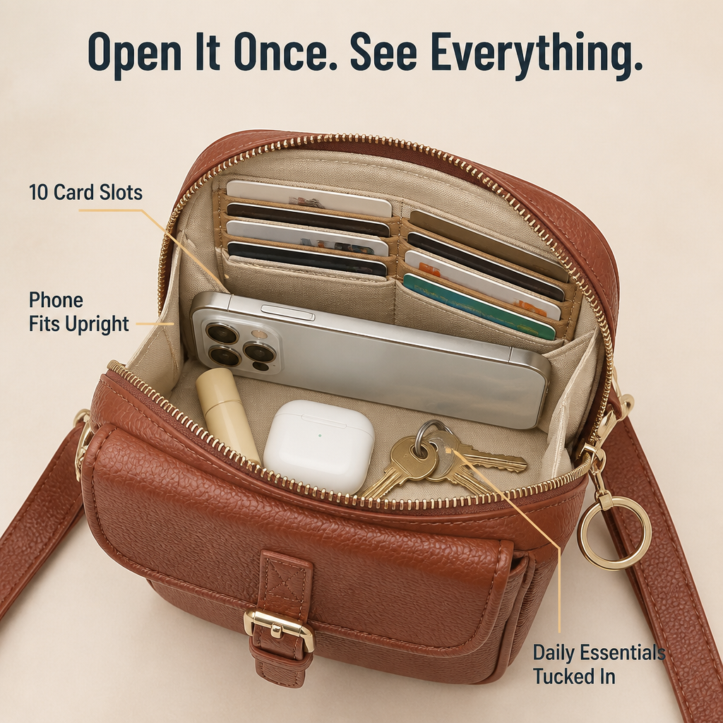 VeroCraft — Transportez votre téléphone, vos cartes et vos essentiels du quotidien dans un sac bandoulière mince - Souliia
