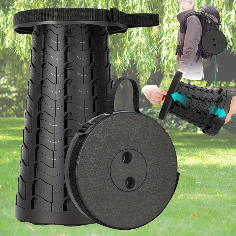 Tabouret pliant télescopique — Design compact, capacité de 150kg