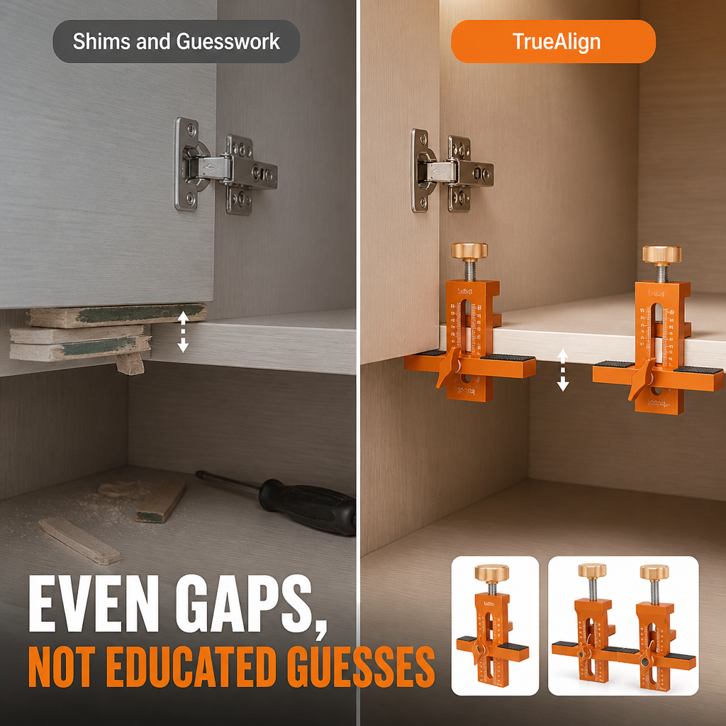 TrueAlign — Hang Cabinet Doors Dead Level the First Time, Solo - Souliia