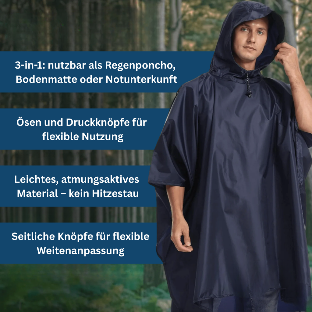 Versatile 3-in-1 Rain Poncho for All Seasons - Souliia