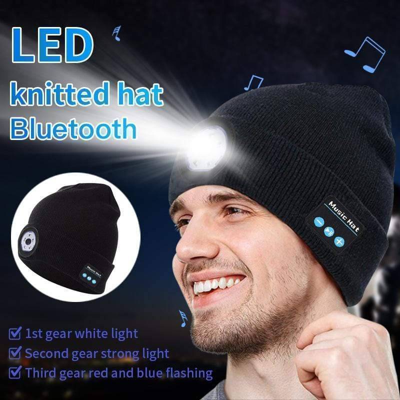 Bezdrátová čepice s LED světly a připojením Bluetooth 5.0 - Souliia
