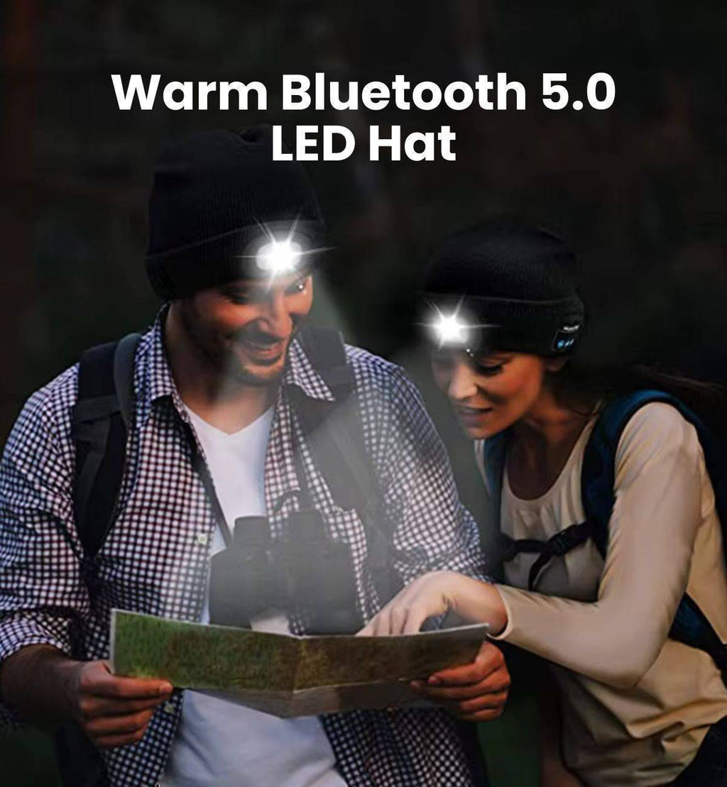 Bezdrátová čepice s LED světly a připojením Bluetooth 5.0 - Souliia