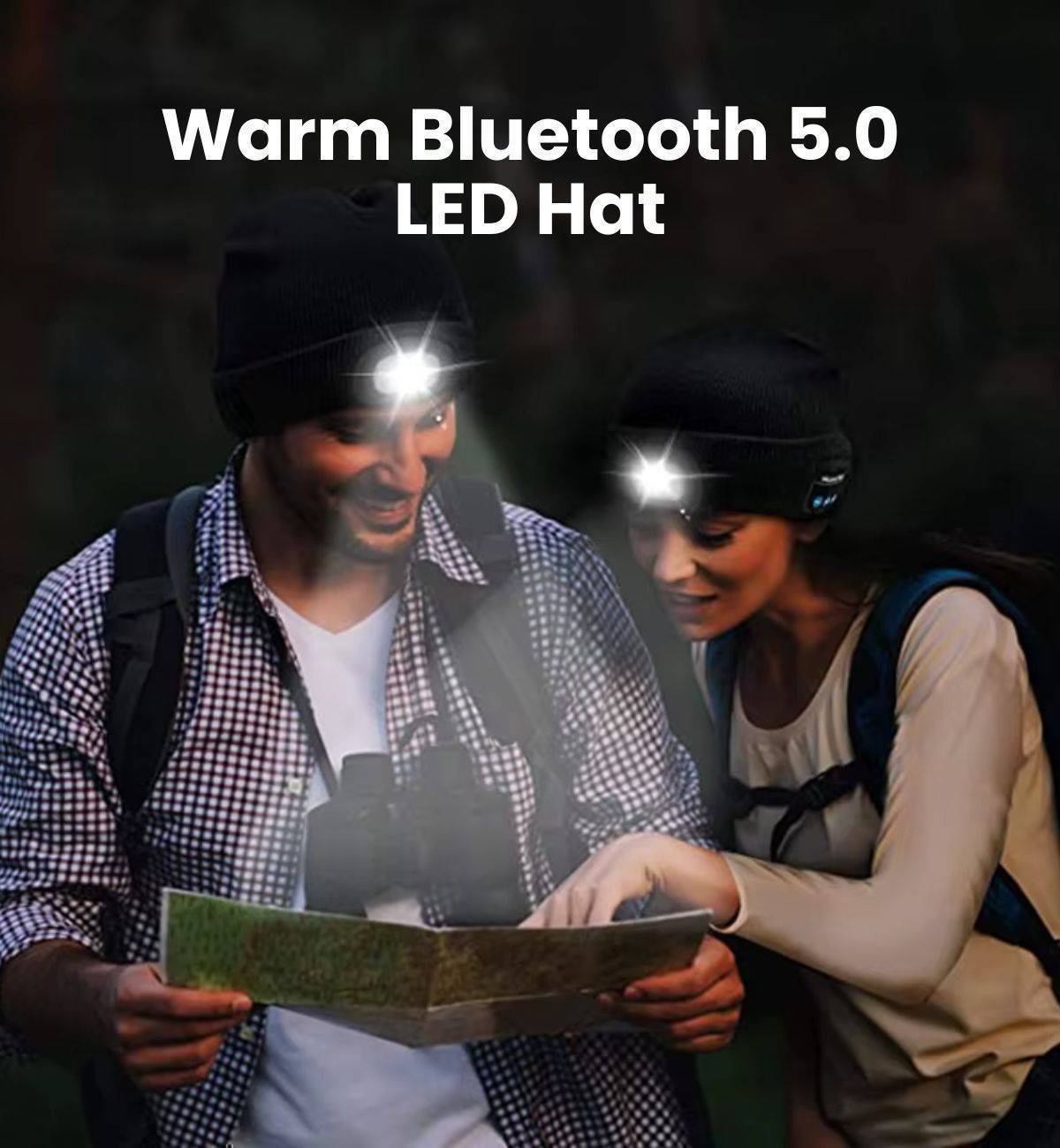 Bezdrátová čepice s LED světly a připojením Bluetooth 5.0 - Souliia