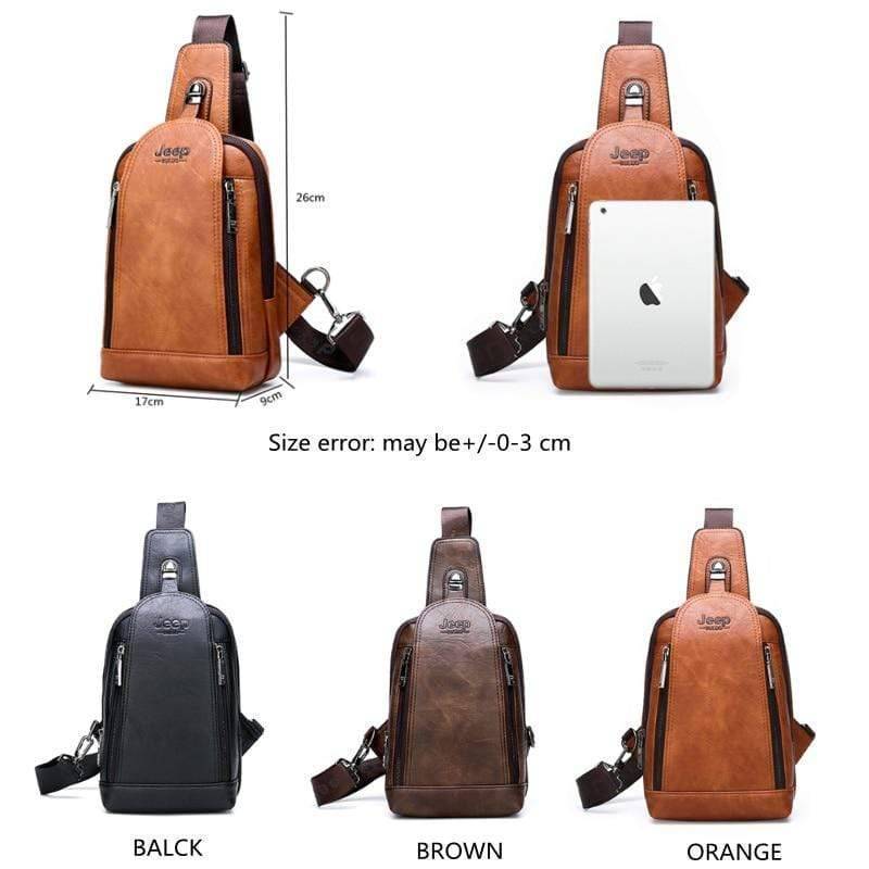 Travel and Hiking Sling Bag Made of Sturdy Leather - Souliia