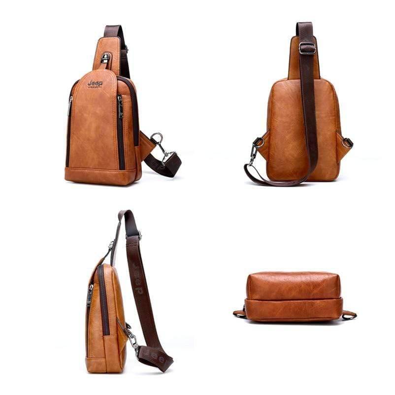 Travel and Hiking Sling Bag Made of Sturdy Leather - Souliia
