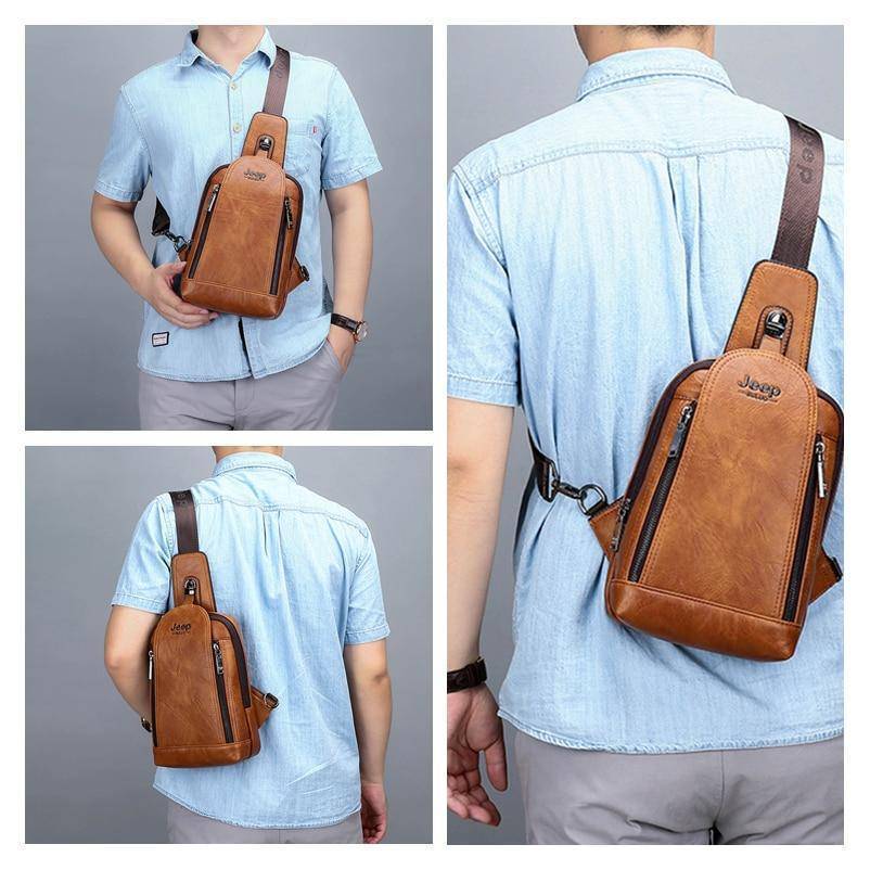 Travel and Hiking Sling Bag Made of Sturdy Leather - Souliia