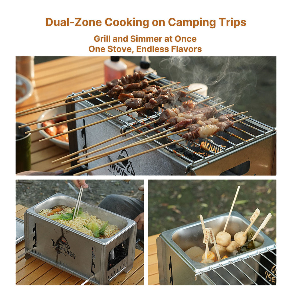 Versatile Charcoal Grill and Camping Stove for Outdoor Cooking - Souliia