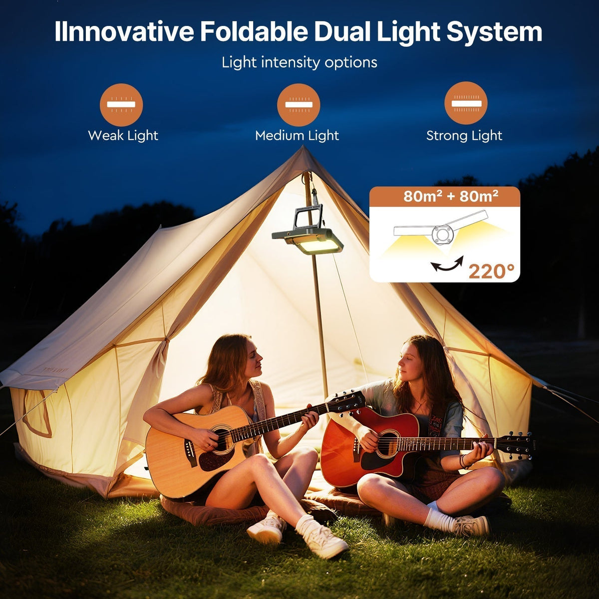 Genopladelig projektør med solenergi og USB-opladning - Souliia
