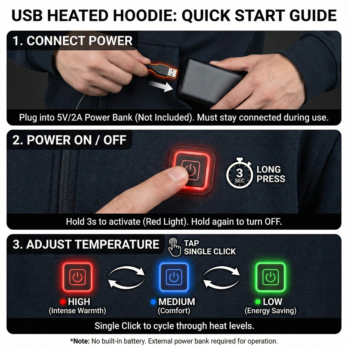 Θερμαινόμενο χειμερινό φούτερ με σύνδεση USB - Souliia