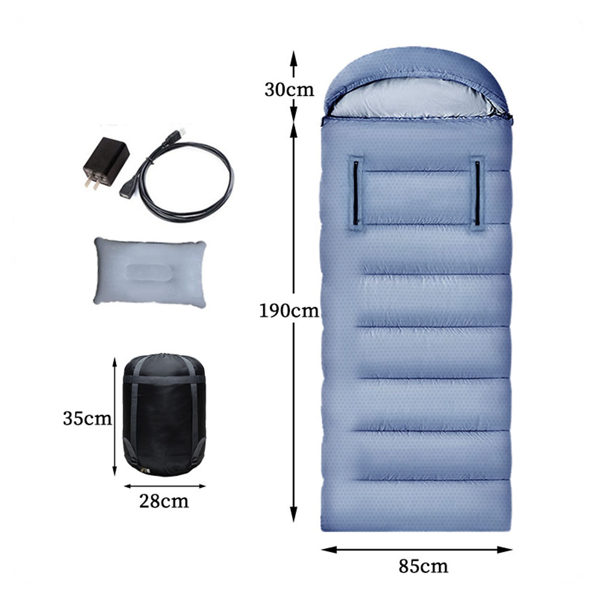 Winter Camping Sleeping Bag with USB Heating Feature - Souliia