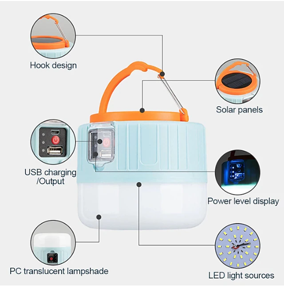 Remote-Controlled Solar-Powered Lantern for Camping Tents - Souliia