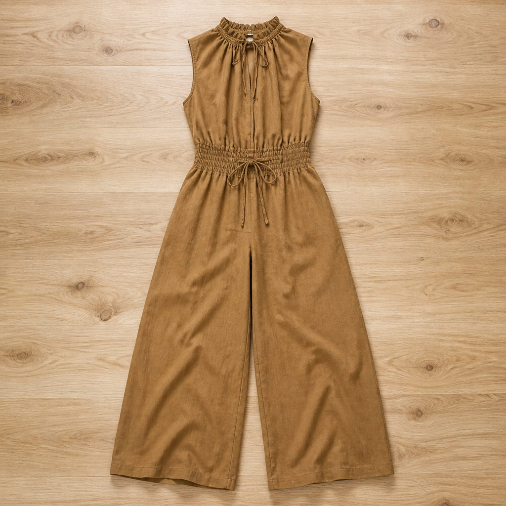 SerenAir – Relaxed Wide-Leg Jumpsuit with Smocked Drawstring Waist - Souliia