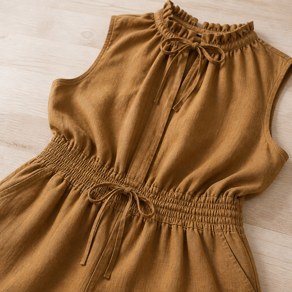 SerenAir – Relaxed Wide-Leg Jumpsuit with Smocked Drawstring Waist - Souliia