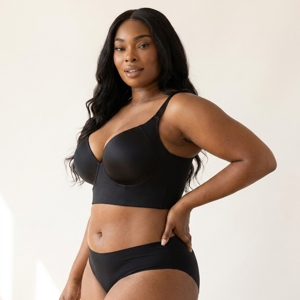 VivreLux – Longline Back-Smoothing Push-Up Bra with Full Coverage - Souliia