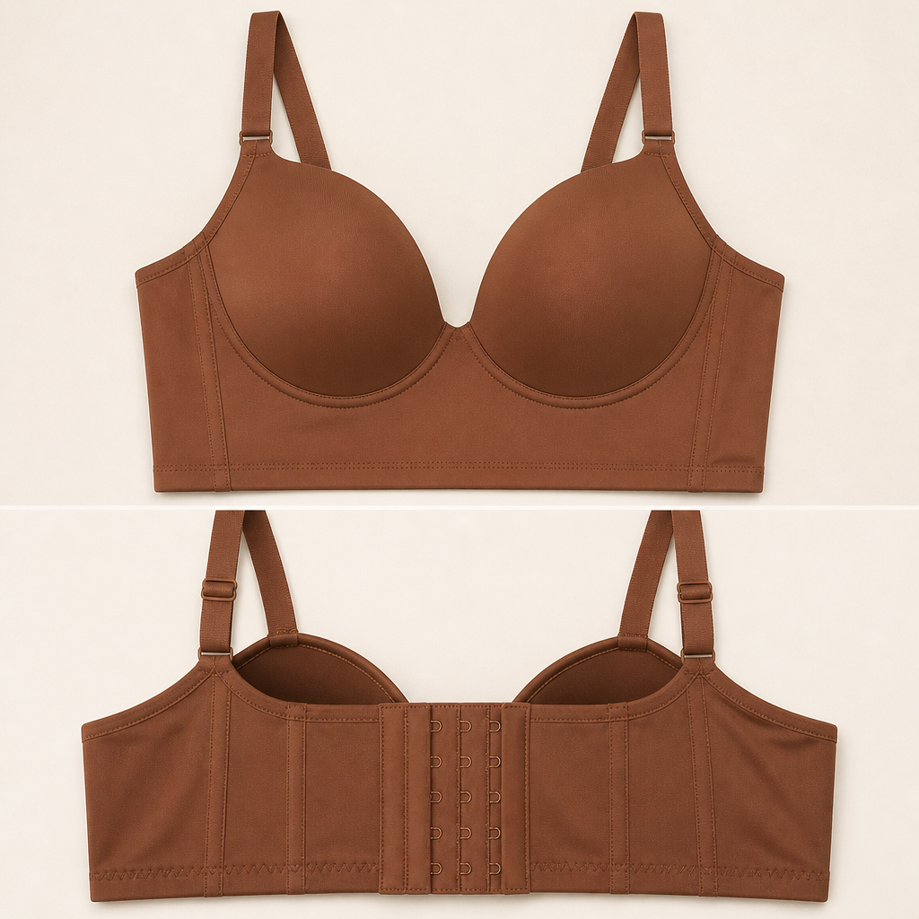 VivreLux – Longline Back-Smoothing Push-Up Bra with Full Coverage - Souliia