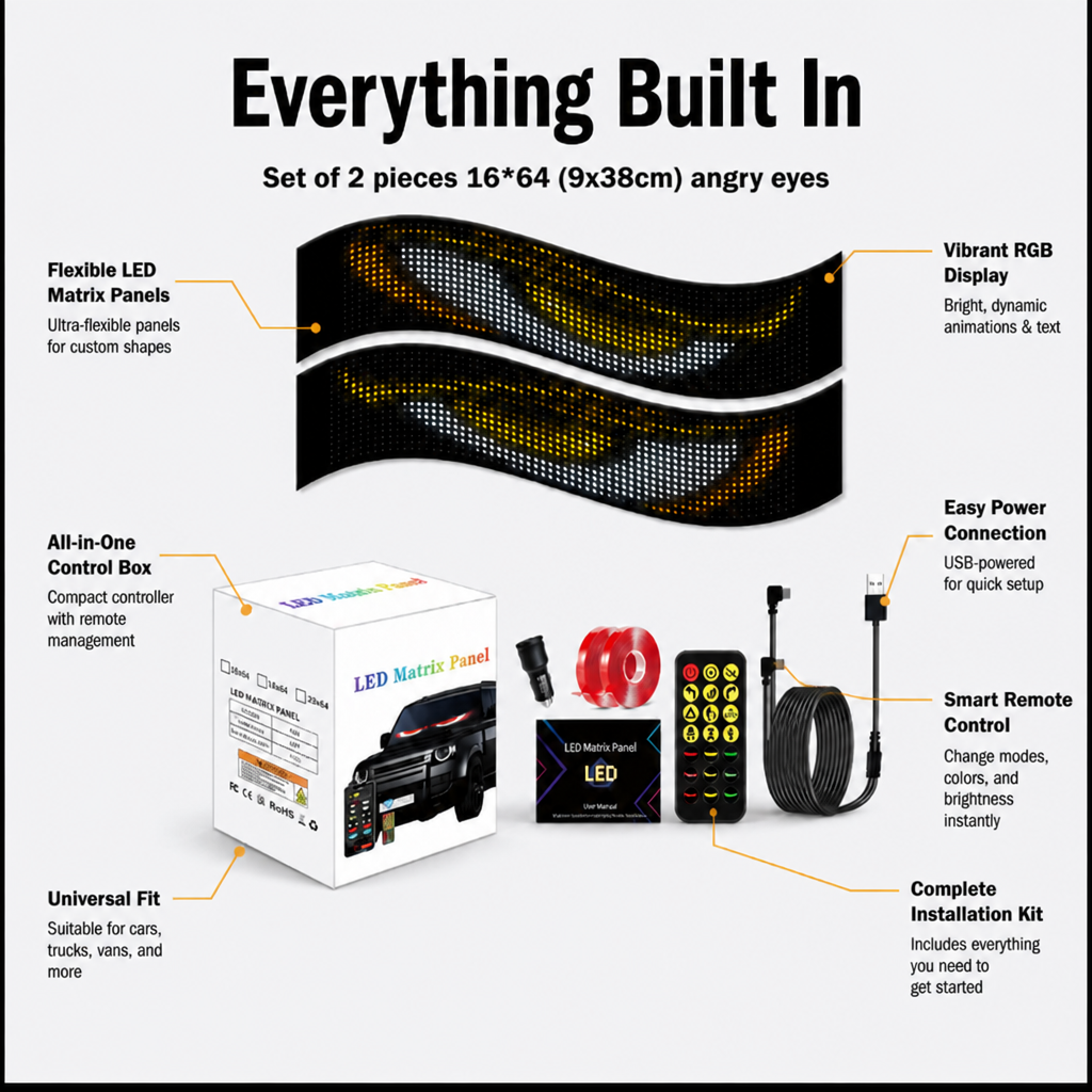 Vyzora Matrix LED Screen — Make Your Ride Impossible to Ignore, Anytime, Anywhere - Souliia