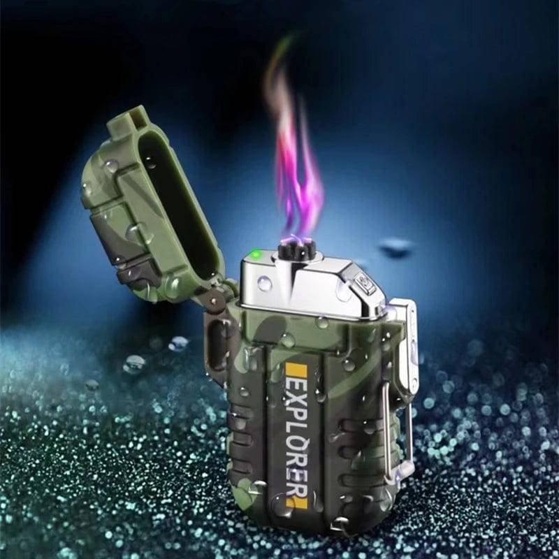 Vattentät dubbelbågständare med USB-laddningsbar plasma för utomhusbruk - Souliia