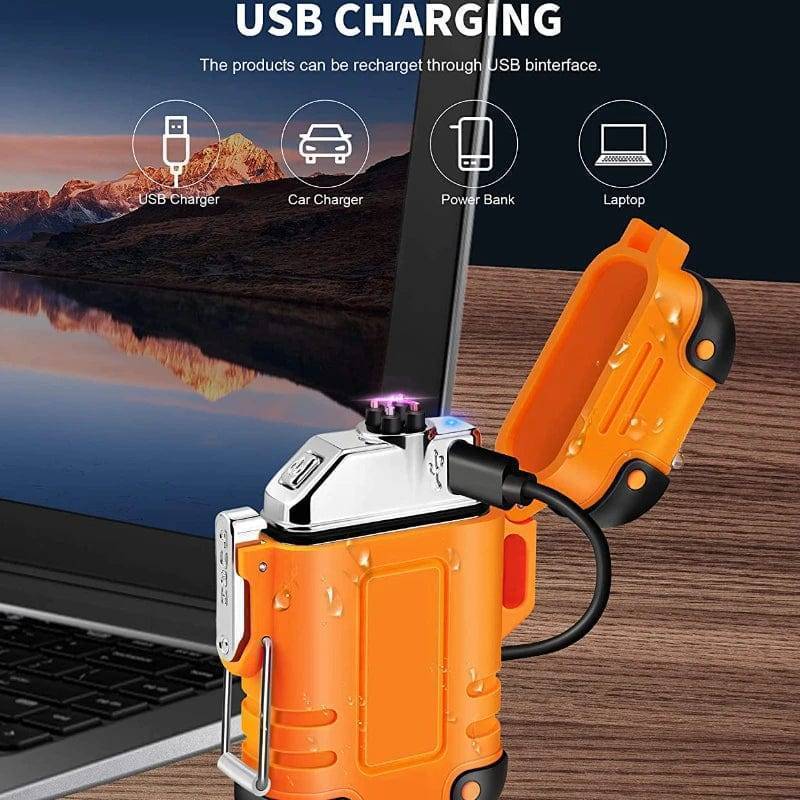 Vattentät dubbelbågständare med USB-laddningsbar plasma för utomhusbruk - Souliia